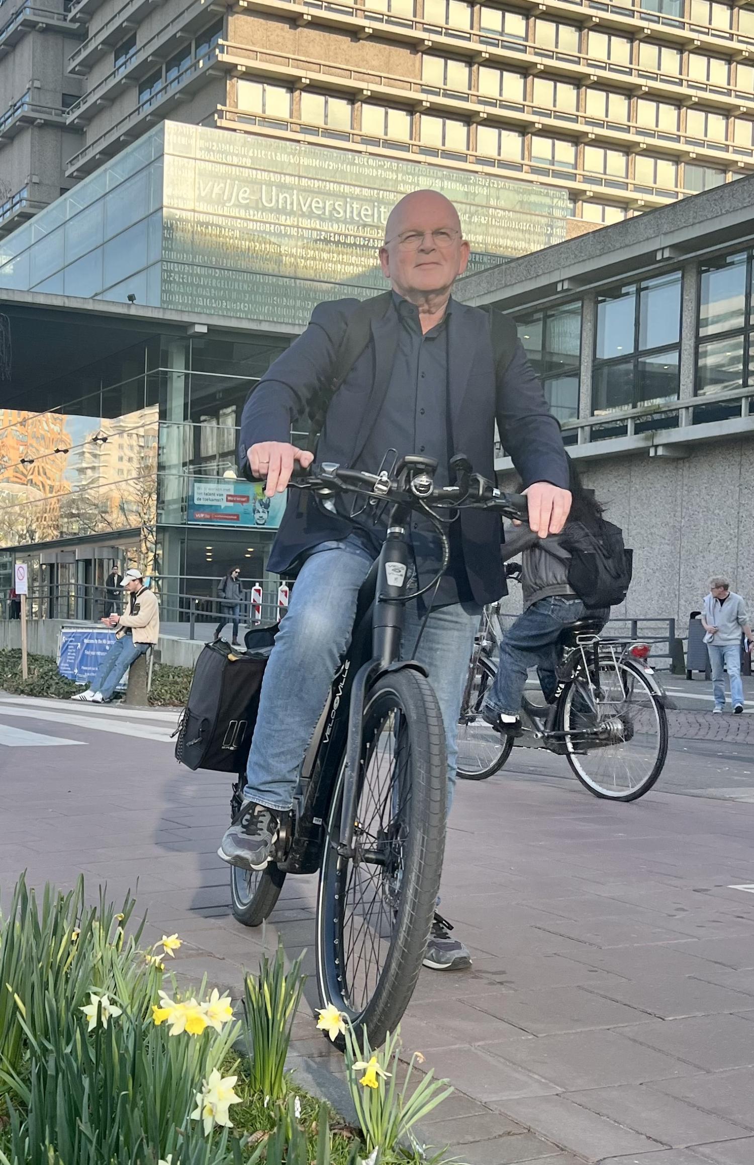 Peter op fiets